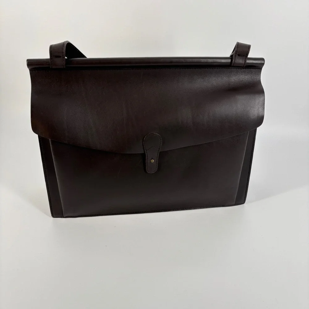 Michael Green Scandiabag Unisex Large Brown Leather Structured Shoulder Bag USA